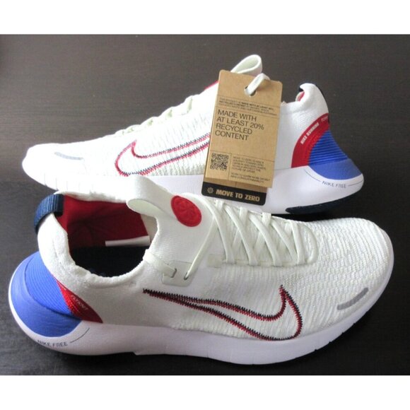 Nike Men's Free RN FK NN Running Shoes White Red Blue Sizes NIB - Picture 1 of 5